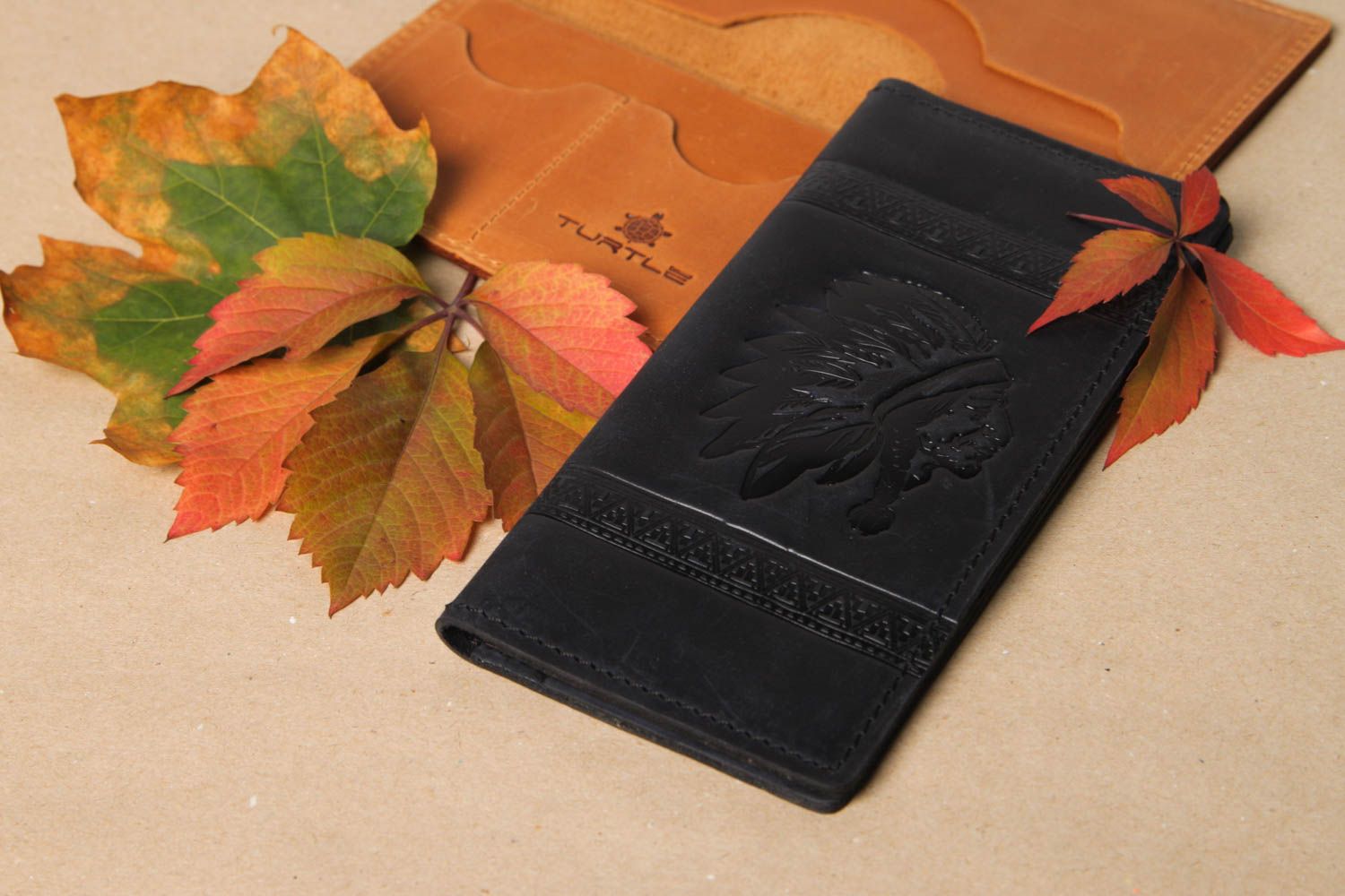 Unusual handmade leather wallet handmade accessories for men gift ideas photo 1