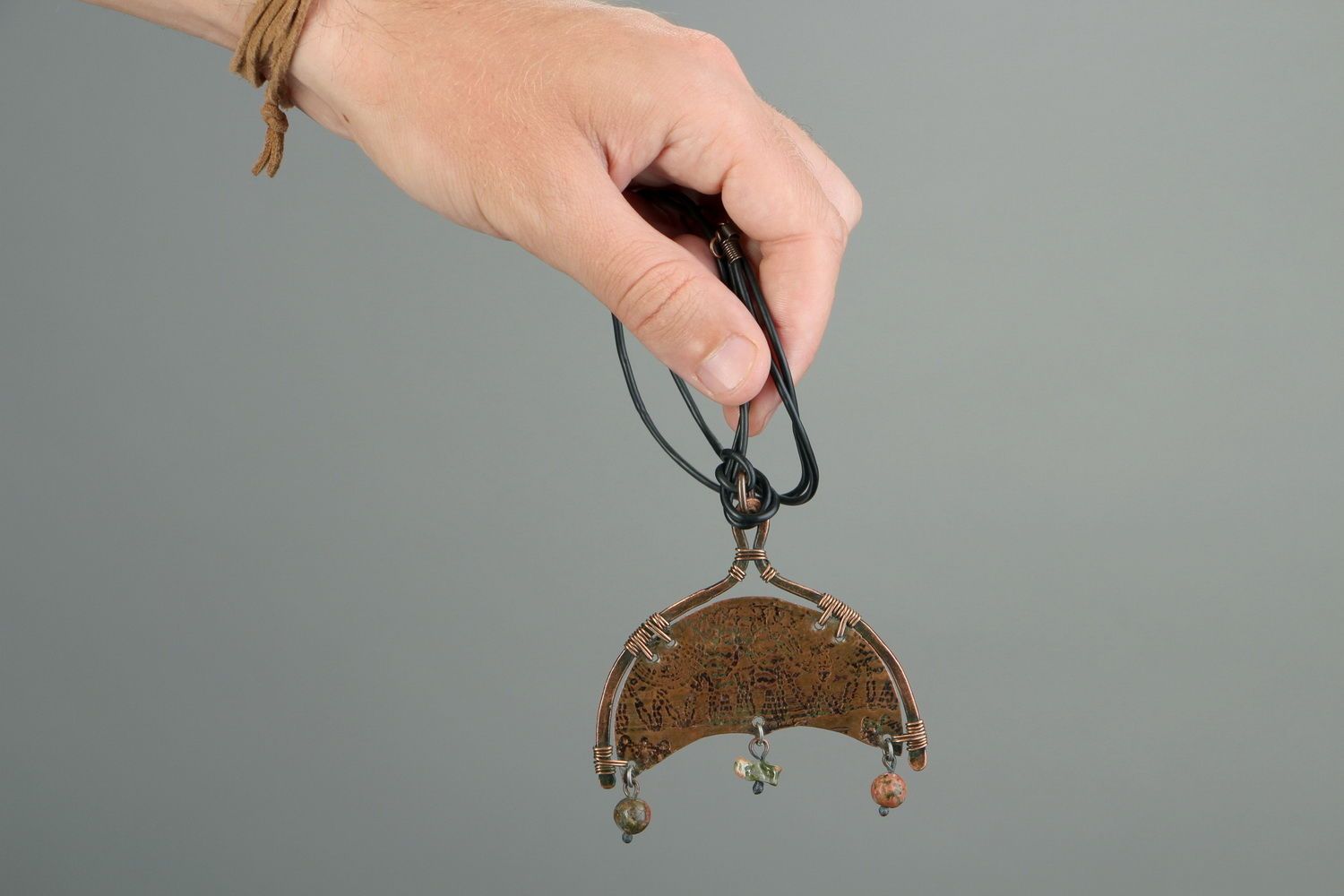 Copper pendant with unakite photo 5