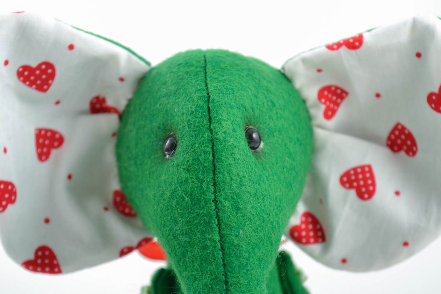 Joli jouet mou fait main en feutre et coton éléphant vert cadeau pour enfant photo 5