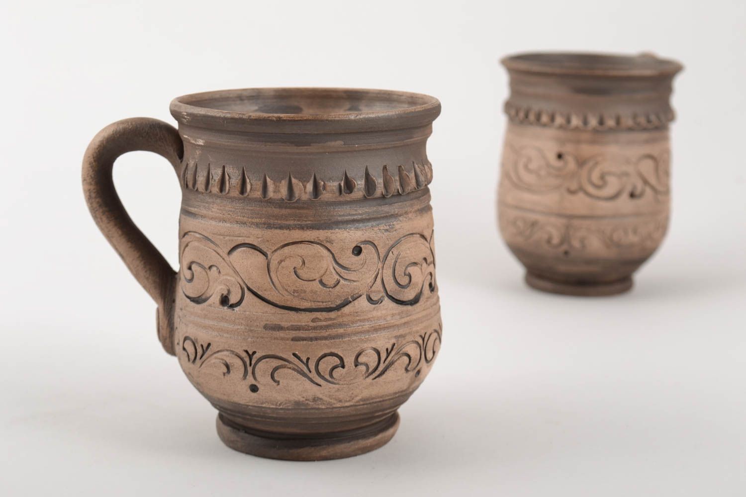 Глиняная кружка ручной работы красивая для чая и кофе молочная керамика 250 мл фото 1