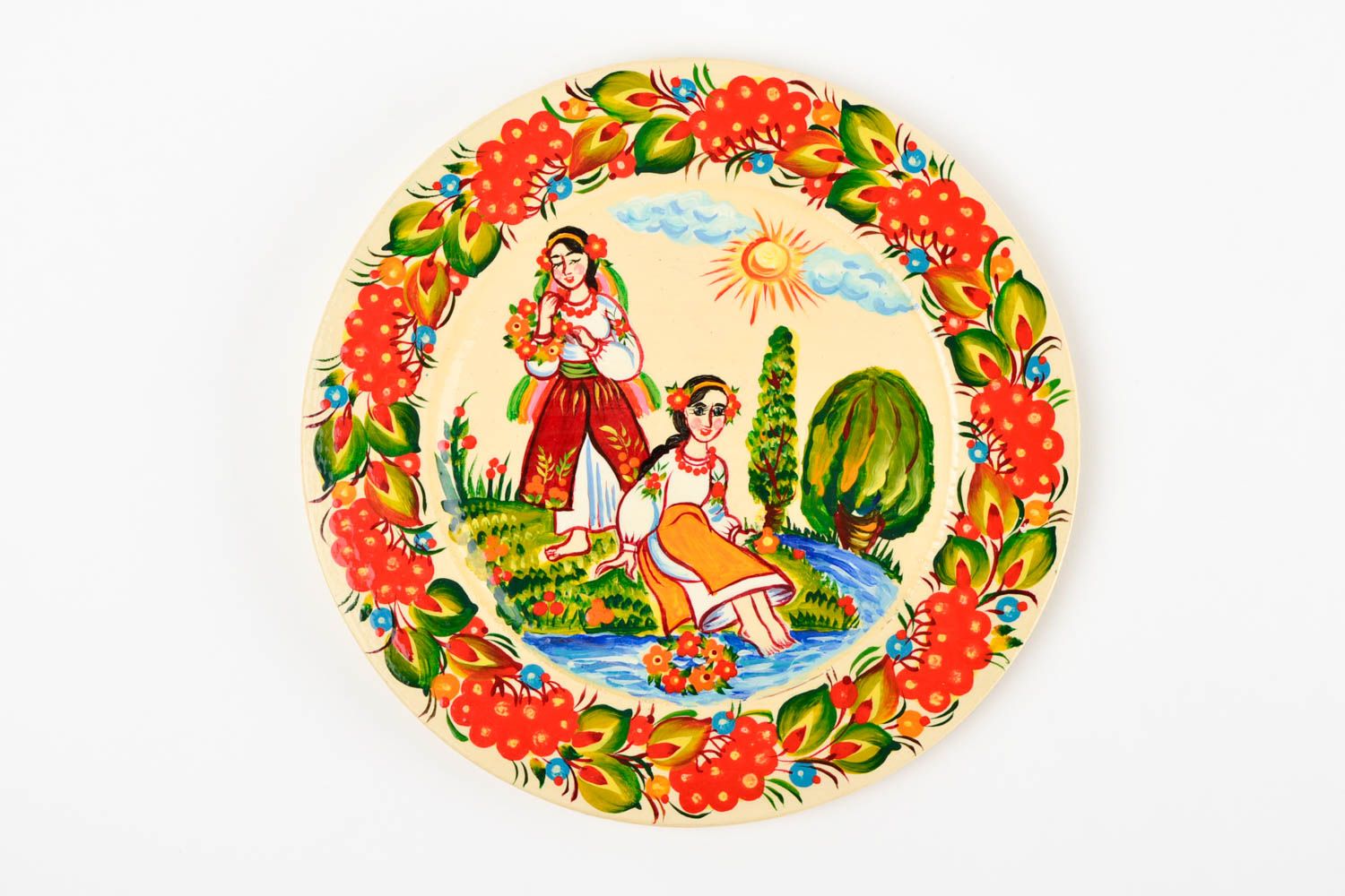 Handmade wooden plate for decorative use only painted plate wooden gifts photo 4