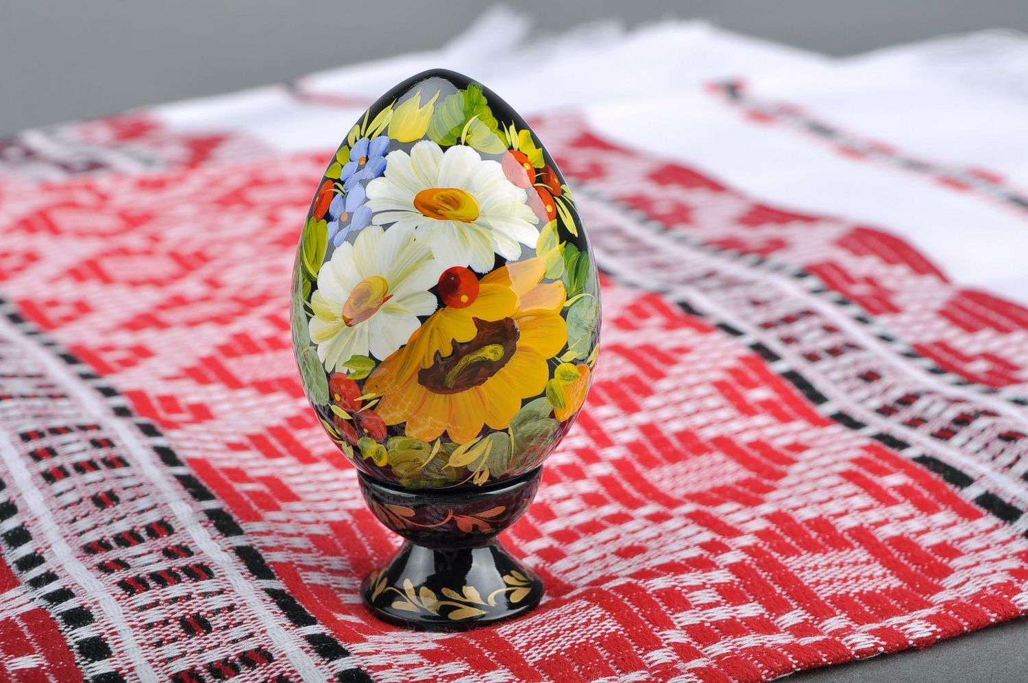 Яйцо декоративное на подставке Подсолнух фото 1
