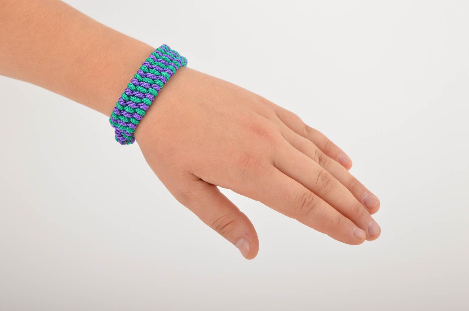 Unusual handmade wrist bracelet woven cord bracelet accessories for girls photo 1