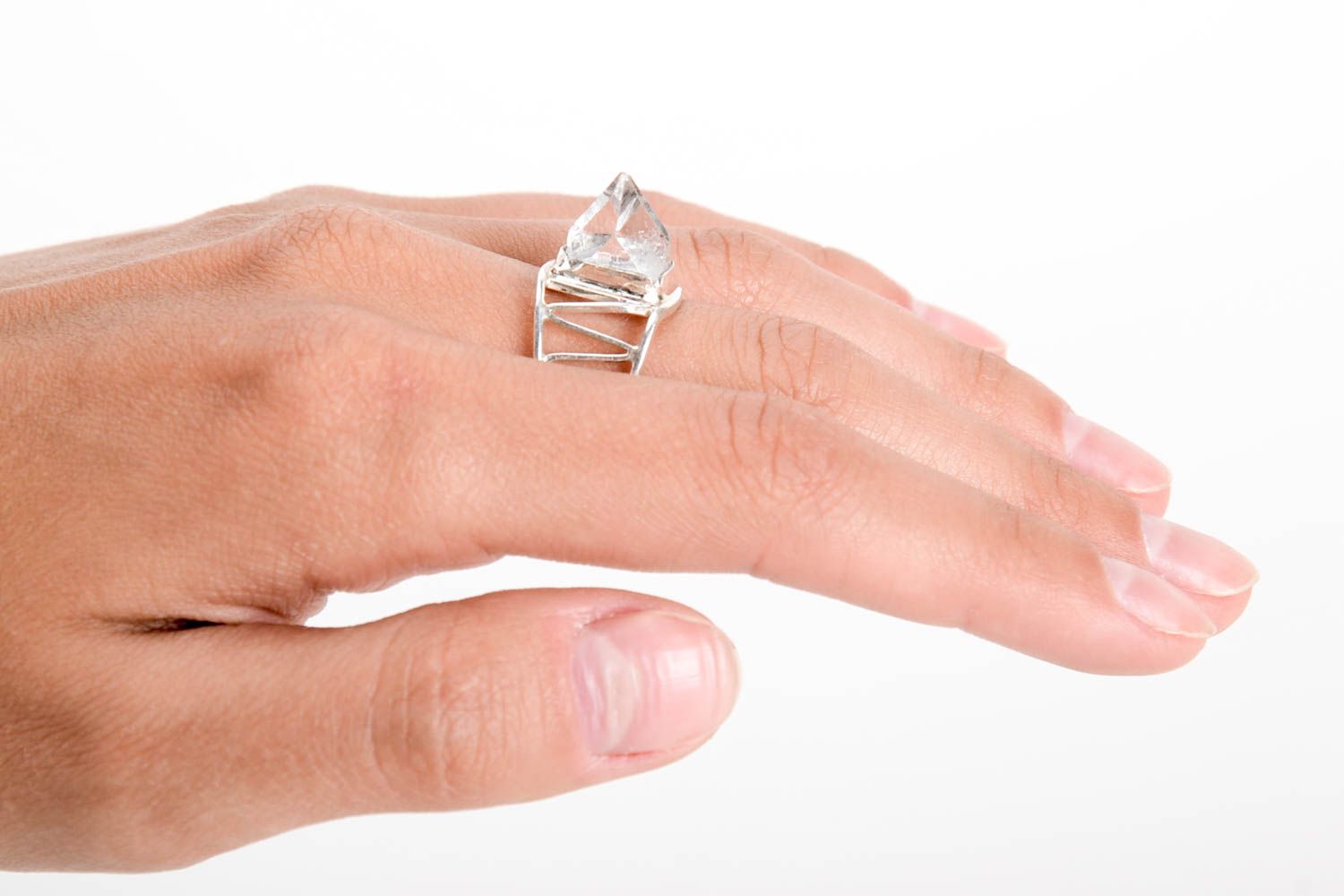 Серебряное кольцо ручной работы женское кольцо серебряное украшение с камнем фото 3