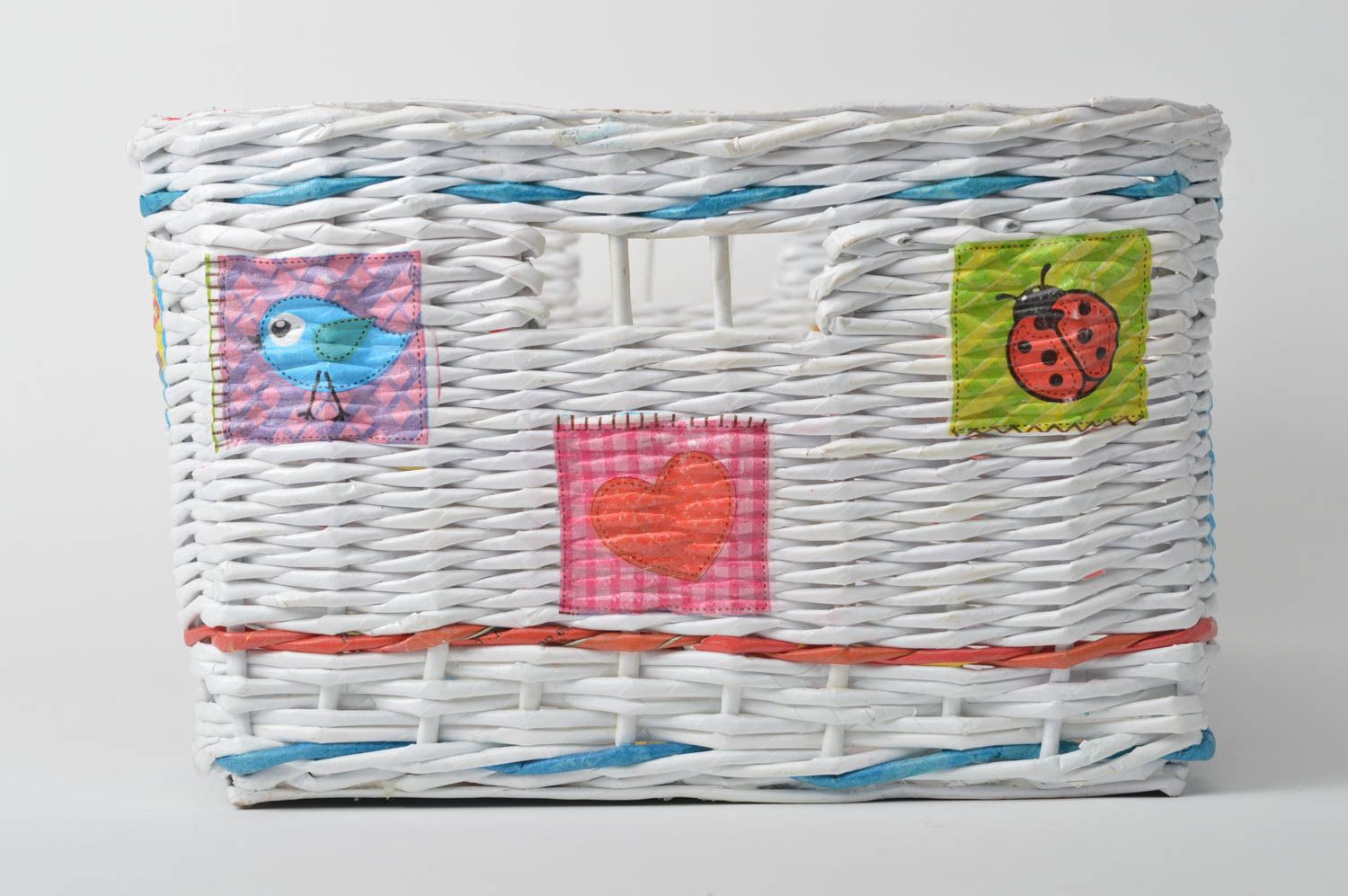 Корзинка ручной работы плетеная корзина декор для дома корзина из газет подарок фото 5