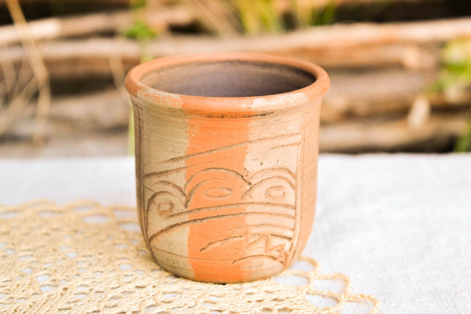 Vaso de cerámica artesanal vajilla original de arcilla regalo para amigos  foto 1
