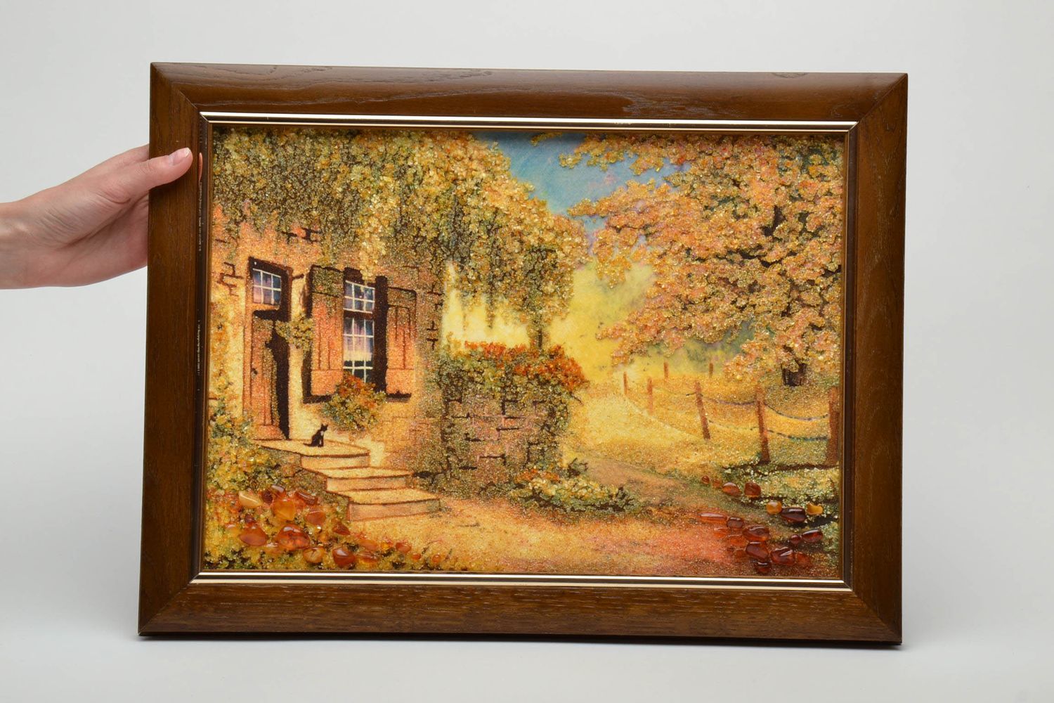 Amber decorated wall painting Old House in Summer photo 5