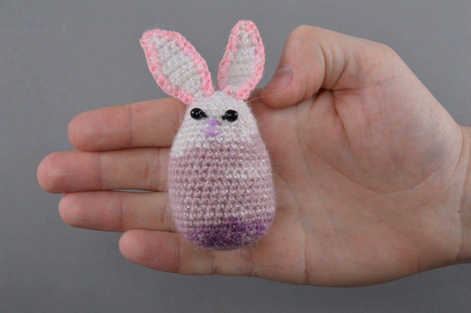 Soft crocheted toy bunny bright little beautiful handmade present for children photo 4
