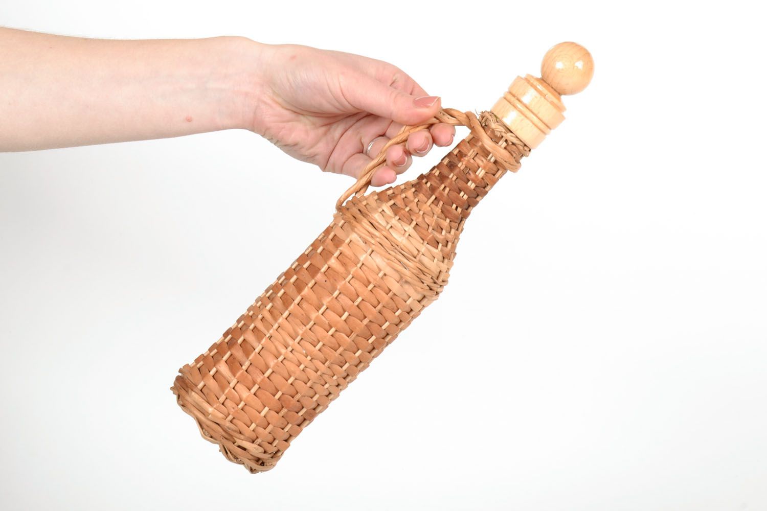 Decorative bottle woven with willow photo 5