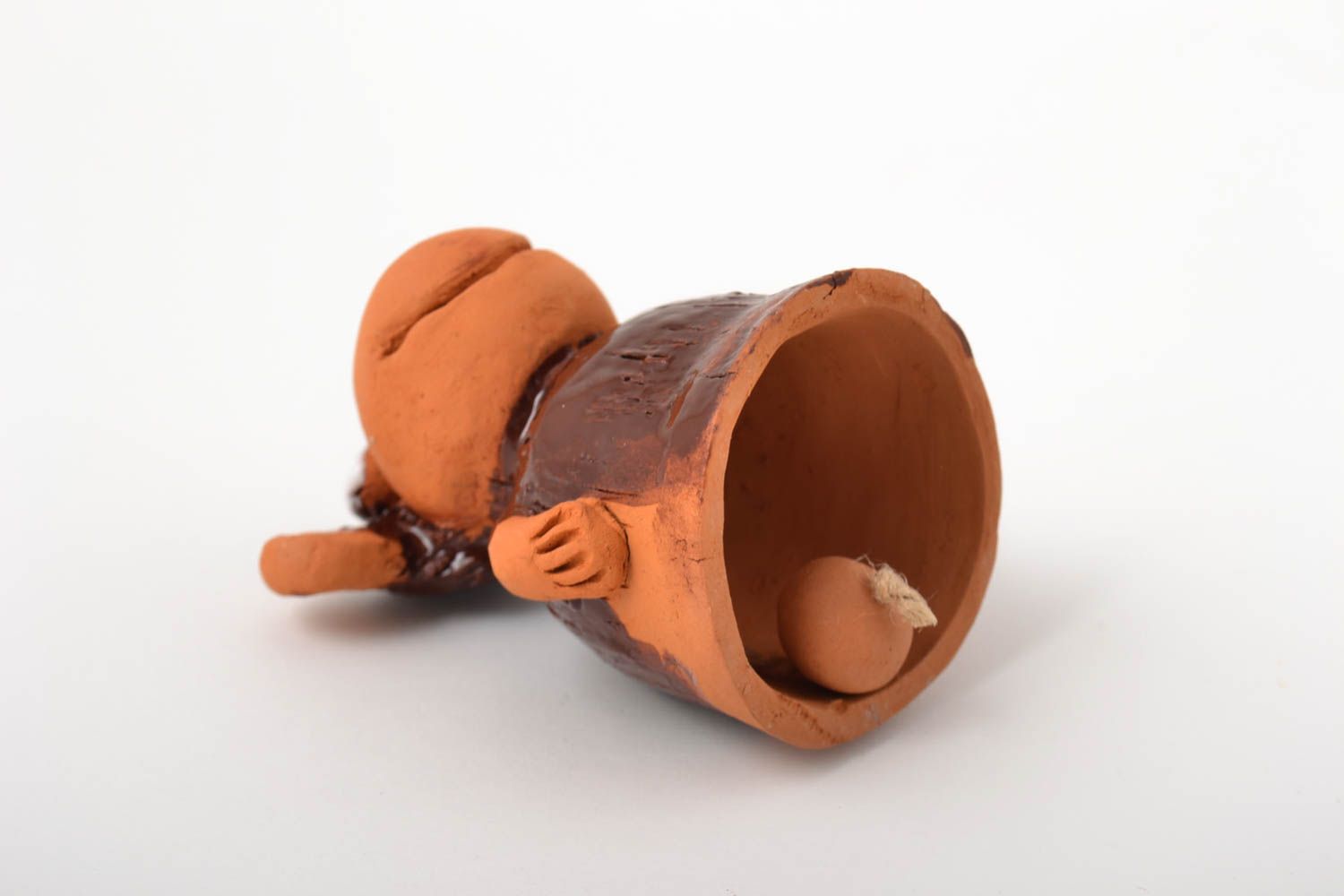 Керамический колокольчик фигурка ручной работы сувенир из керамики обезьянка  фото 3