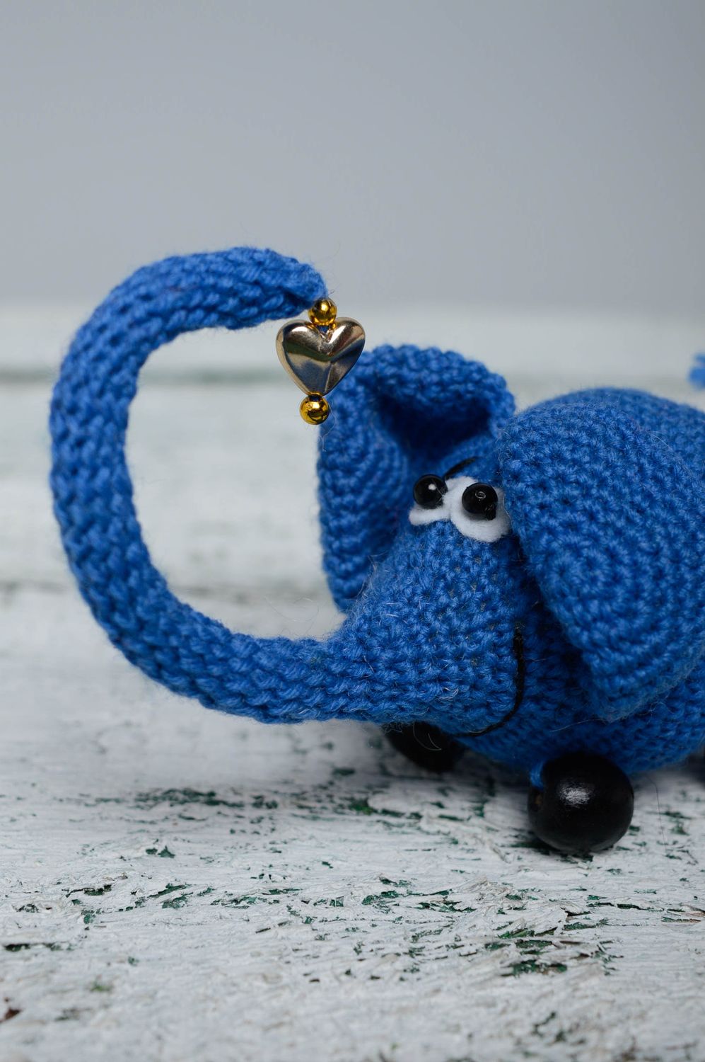 Мягкая вязаная игрушка Синий слон фото 4