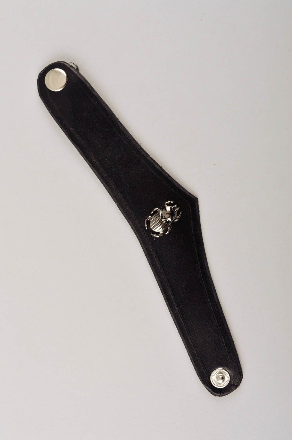 Bracelet cuir Bijoux fait main de couleur noire unisexe Accessoires cuir photo 5