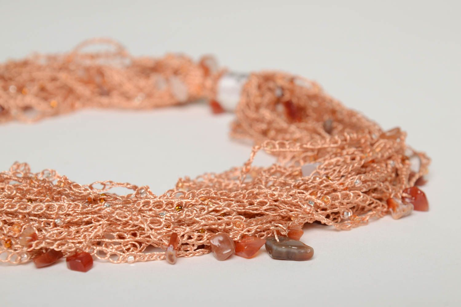 Beautiful handmade crochet necklace beaded necklace handmade accessories photo 5