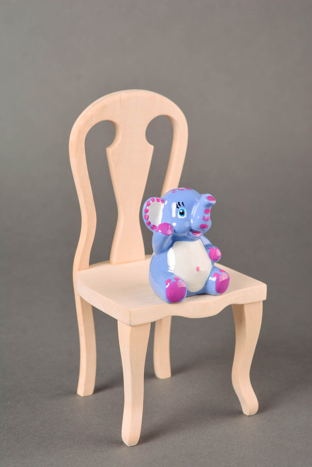 Figura artesanal de yeso regalo para niño decoración de interior Elefante azul foto 1