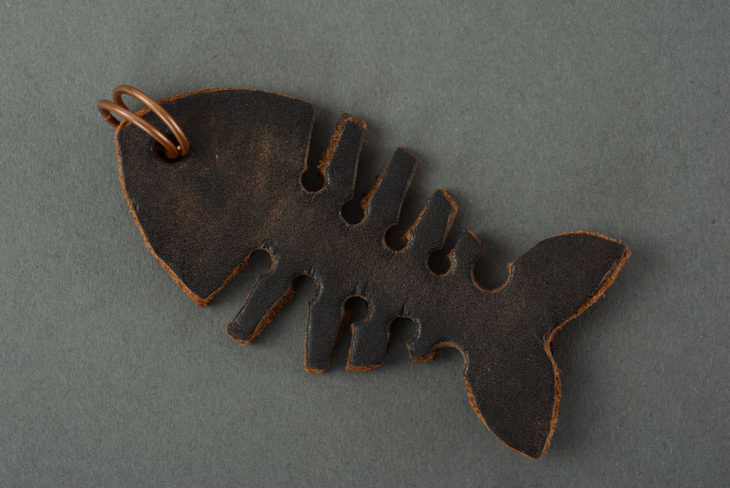 Leather key chain in the form of fish photo 2