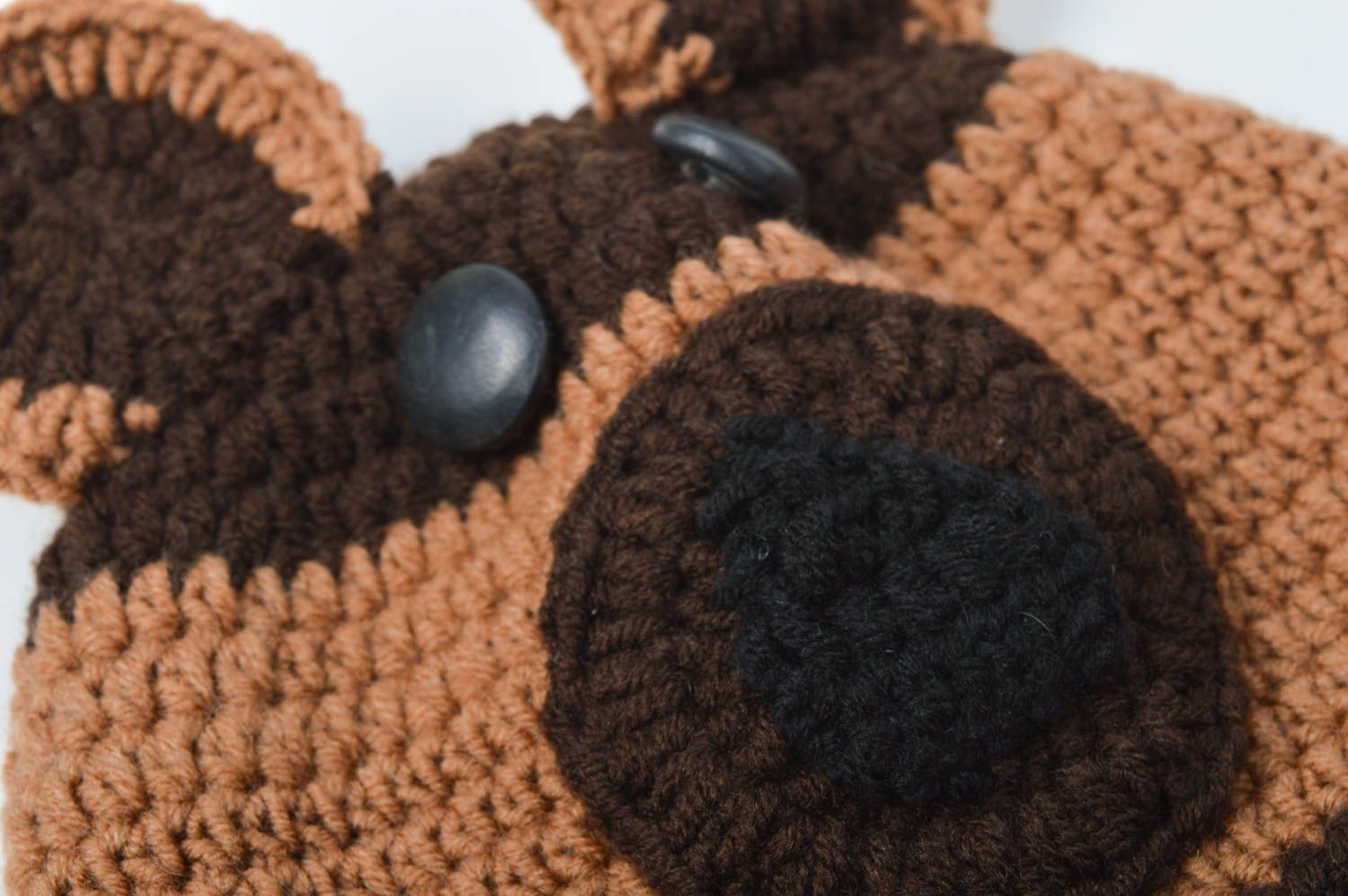 Bonnet tricot Chapeau fait main Vêtement enfant cadeau pour enfant Ours brun photo 4