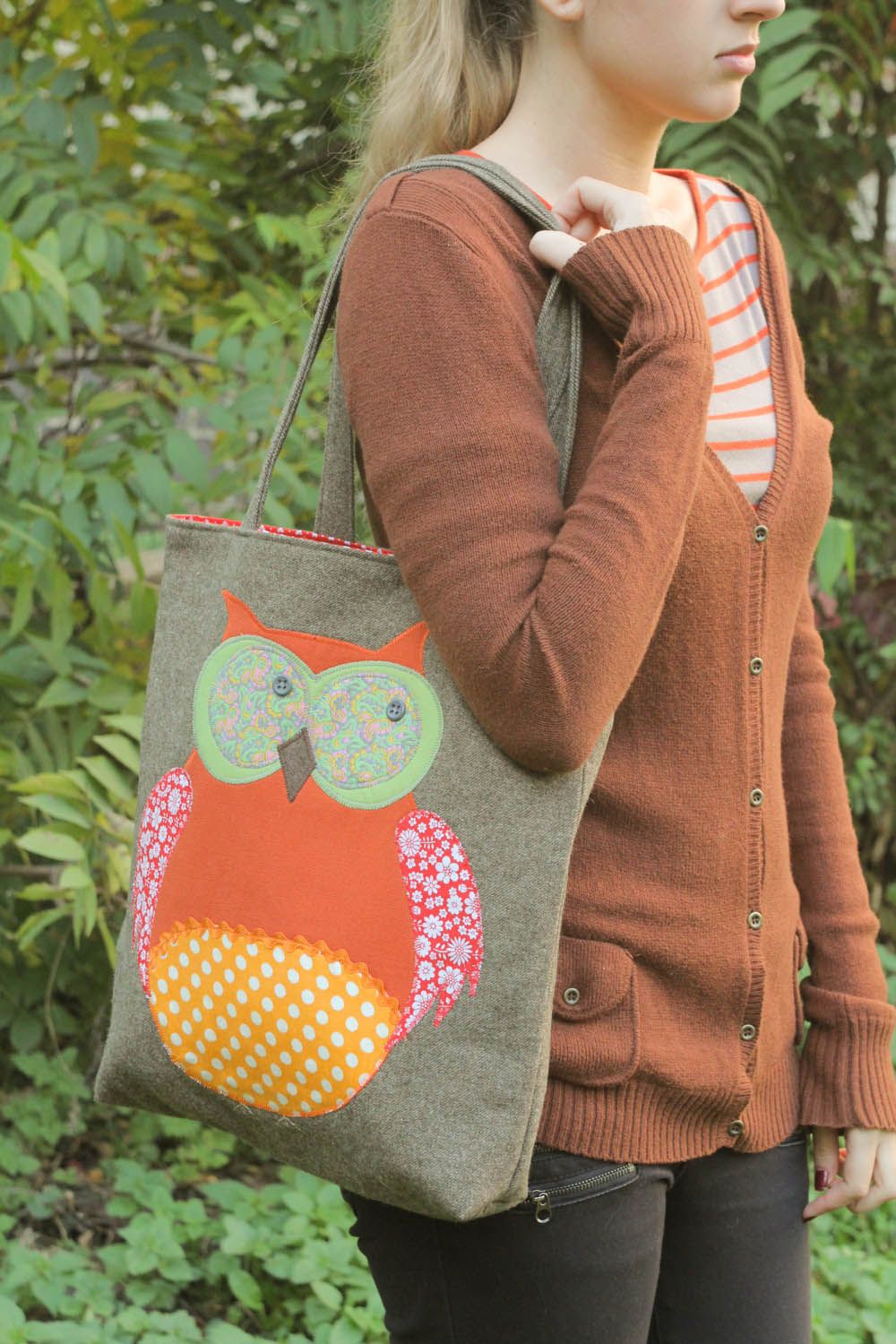 Handmade fabric bag Owl photo 1