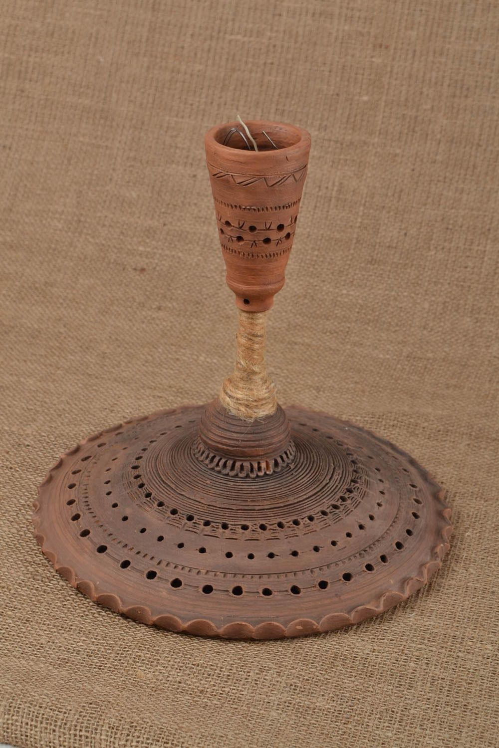 Lustre en céramique fait main pour une ampoule original ajouré ethnique photo 1