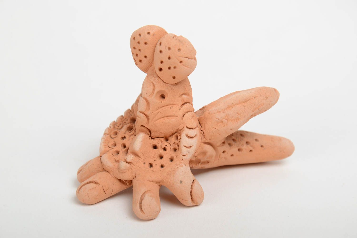 Figurine crabe céramique modelée faite main décorative originale marron photo 3