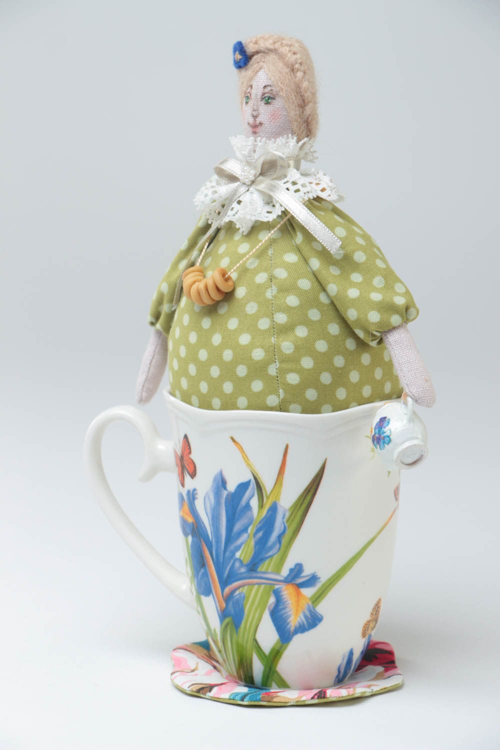 Оригинальная коллекционная текстильная кукла ручной работы красивая Чайная фея фото 2