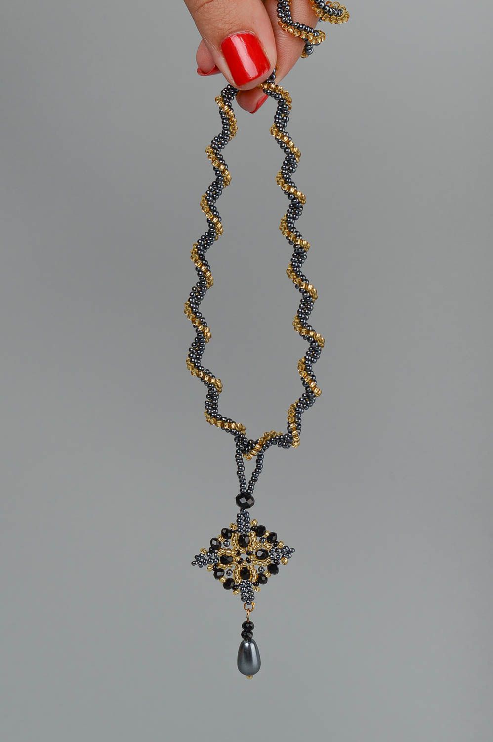 Handcraft necklace seed beads necklace designer accessories elegant bijouterie photo 5