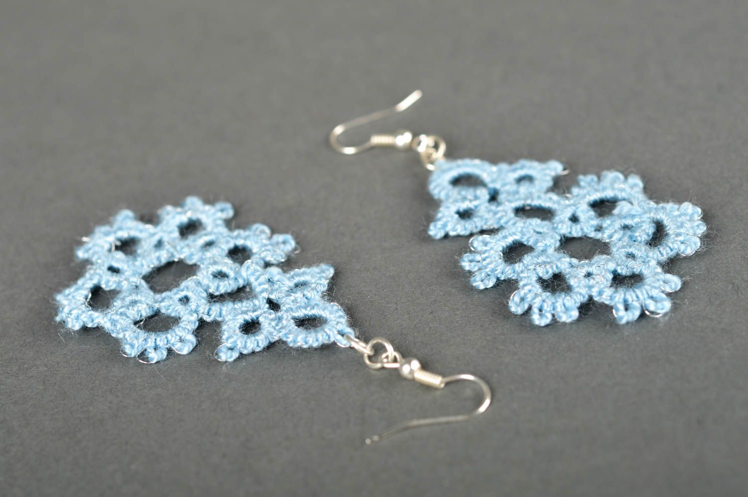 Handmade woven lace earrings thread earrings fashion accessories for girls photo 5