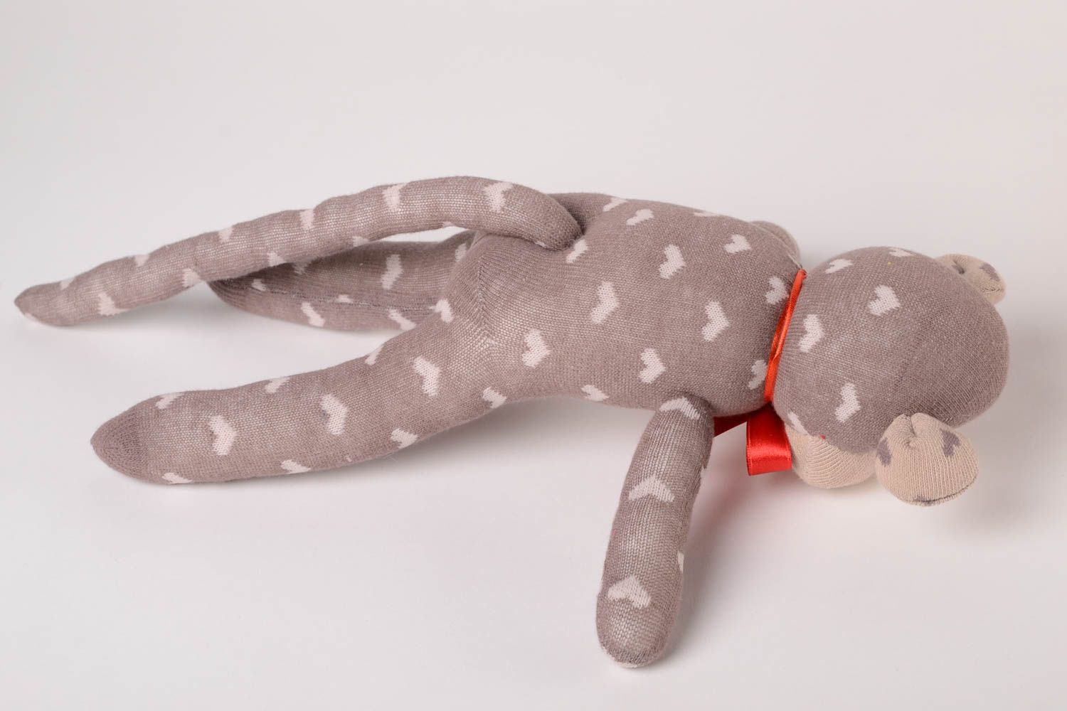 Детская игрушка handmade игрушка-животное мягкая игрушка обезьянка с сердечками фото 5
