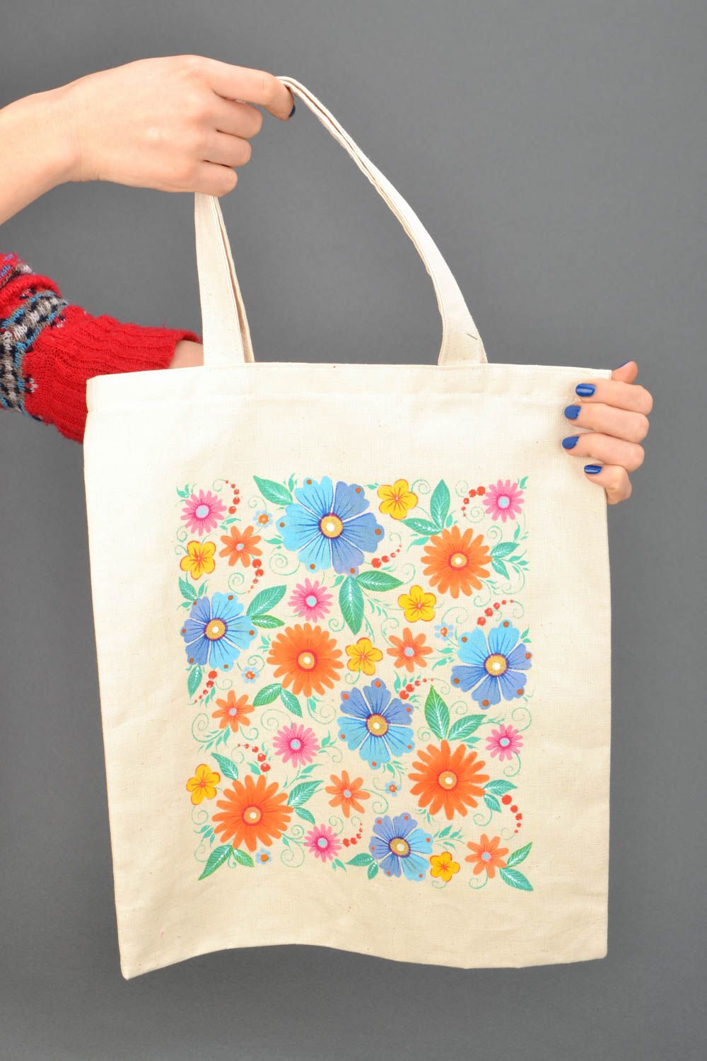 Fabric bag with painting photo 2