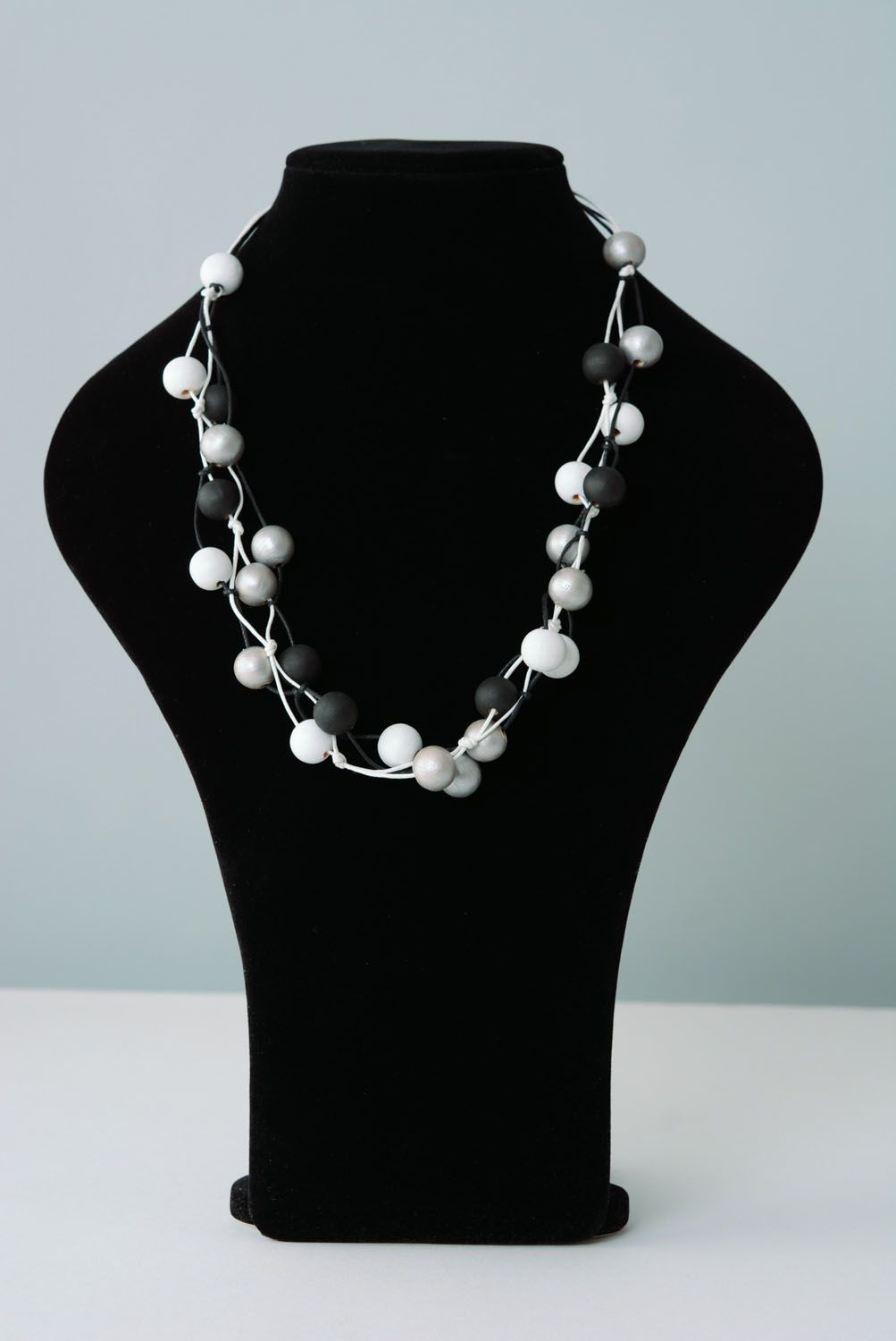 Collana di perle fatta a mano accessori originali da donna laccio di cotone foto 1