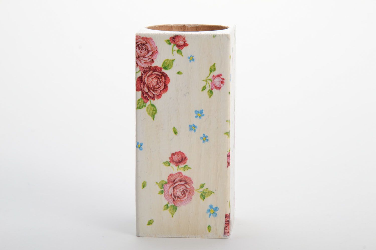Decoupage wooden candle holder photo 2