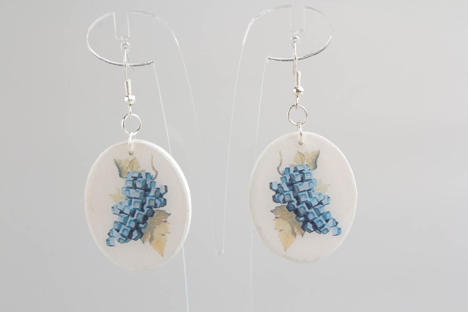 Earrings made of wood and epoxy resin photo 5