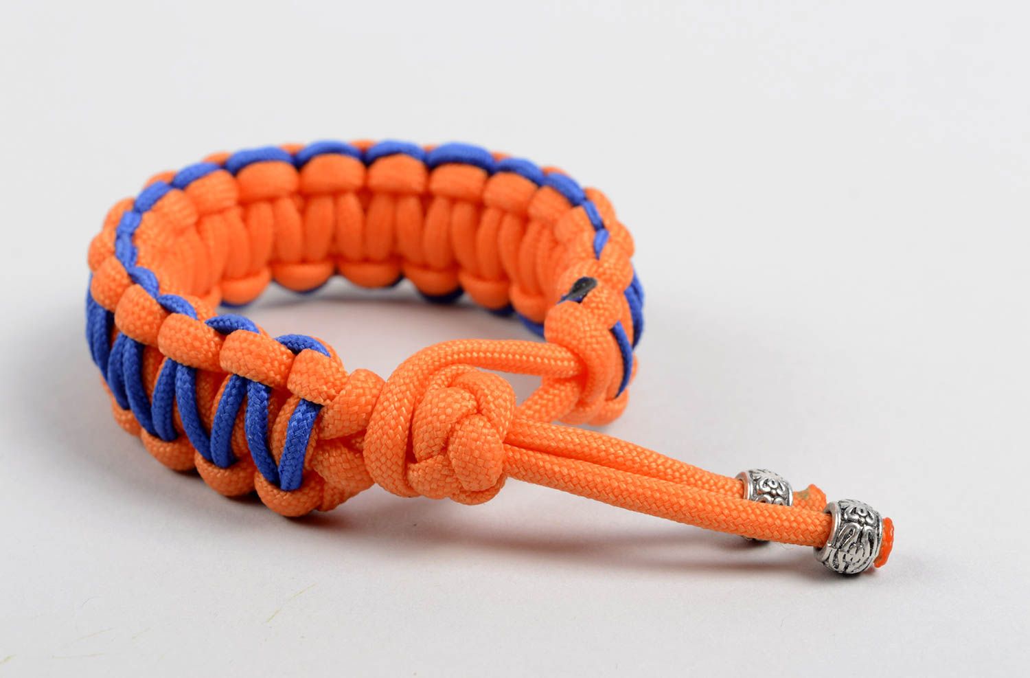 Bracelet paracorde Bijou fait main orange bleu Accessoire femme homme textile photo 2