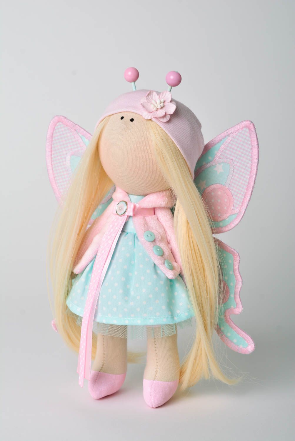 Кукла ручной работы кукла из ткани авторская кукла в виде бабочки для декора фото 1