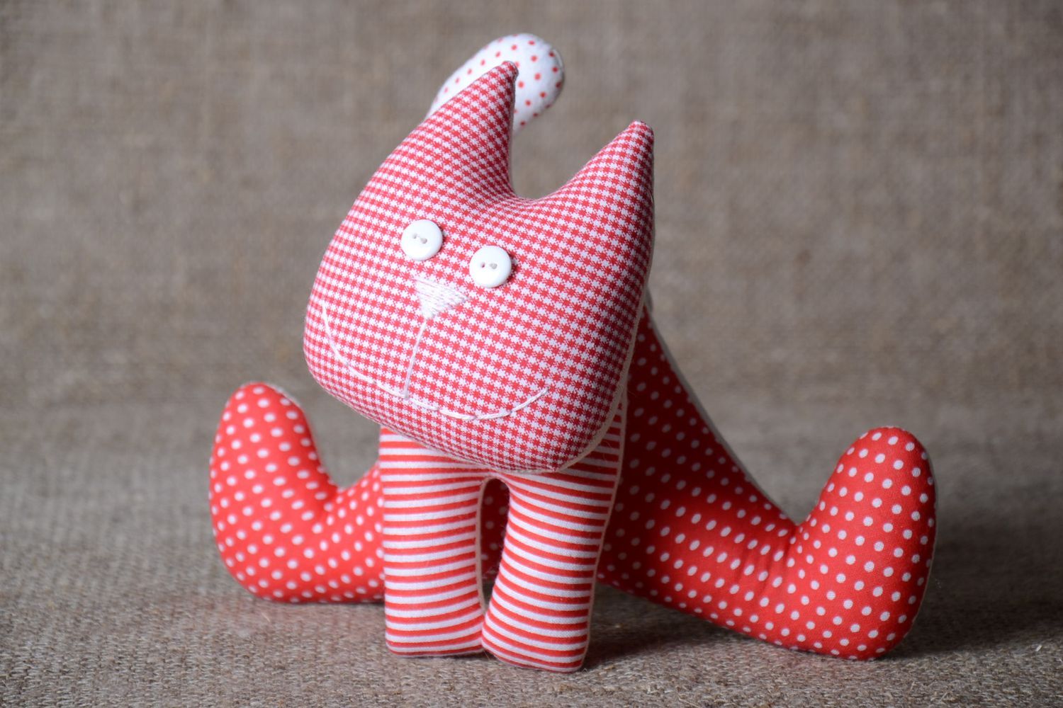 Игрушка кошка ручной работы детская игрушка хлопковая мягкая игрушка красивая фото 1