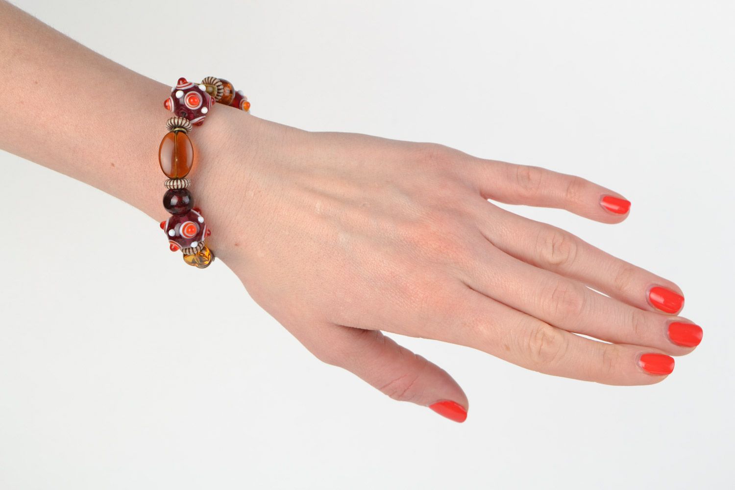 Bracelet en perles de verre au chalumeau multicolore fait main pour femme photo 3