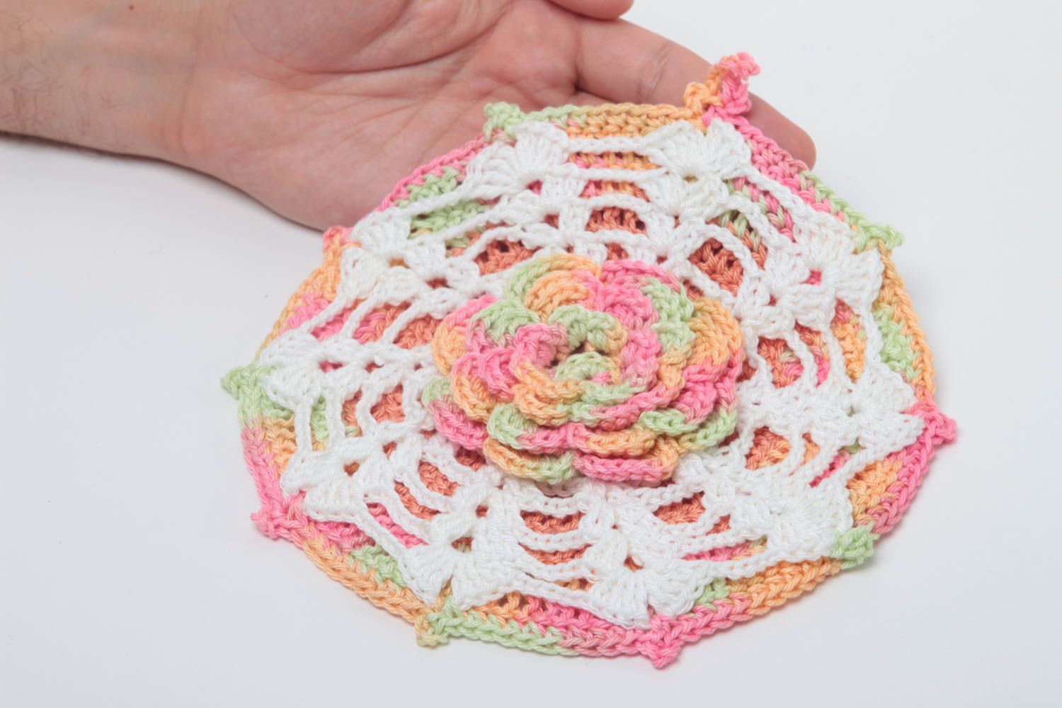 Agarradera al crochet hecha a mano elemento decorativo textil para cocina foto 4