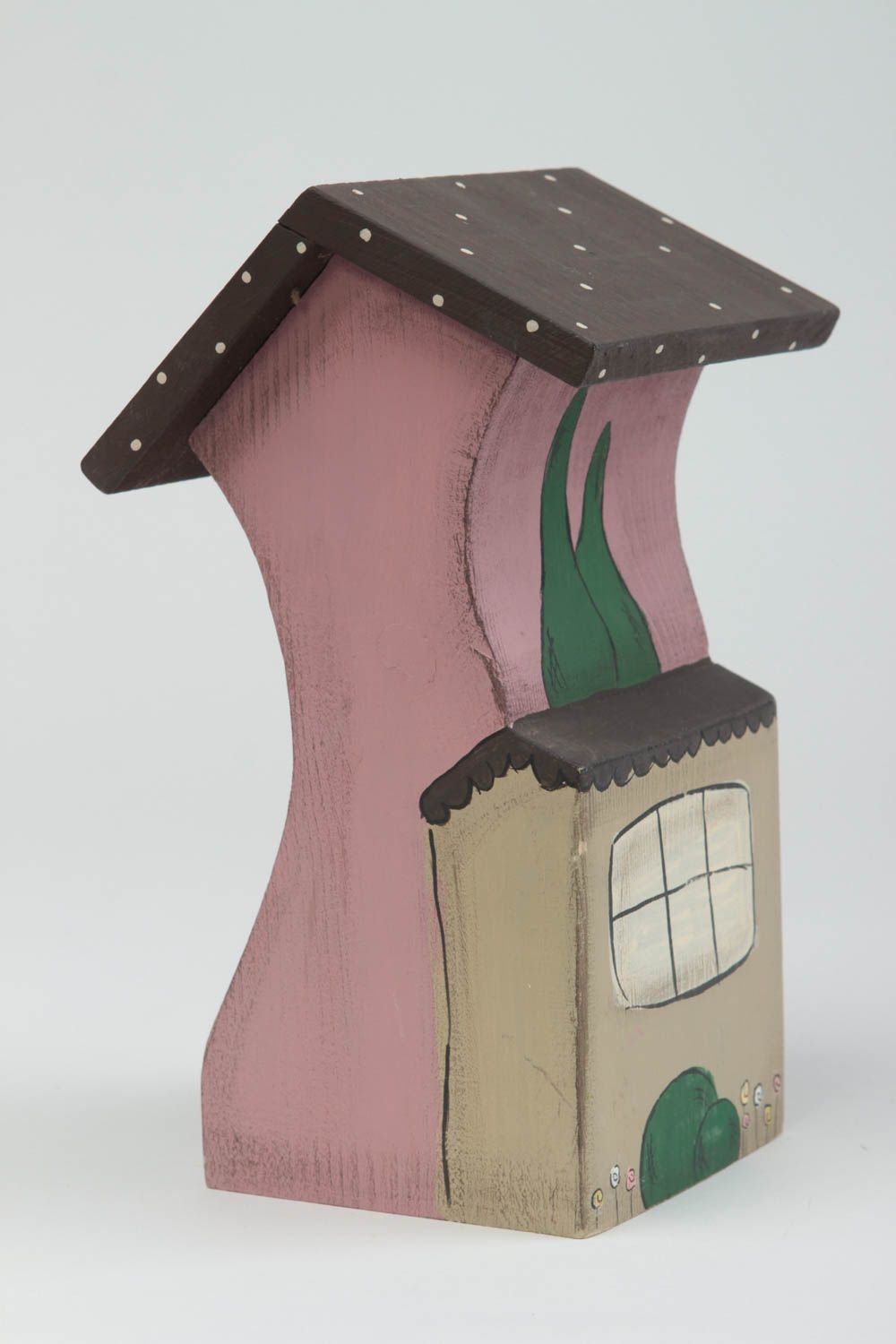 Figura artesanal con forma de casa alta regalo original elemento decorativo foto 3