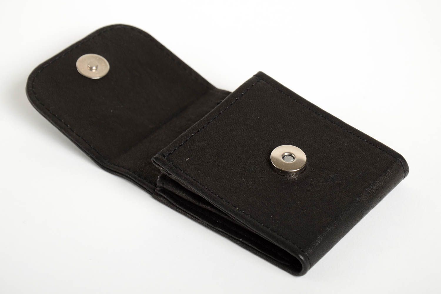 Schwarze Leder Geldbörse handmade Accessoire für Frauen Damen Geldbeutel foto 5