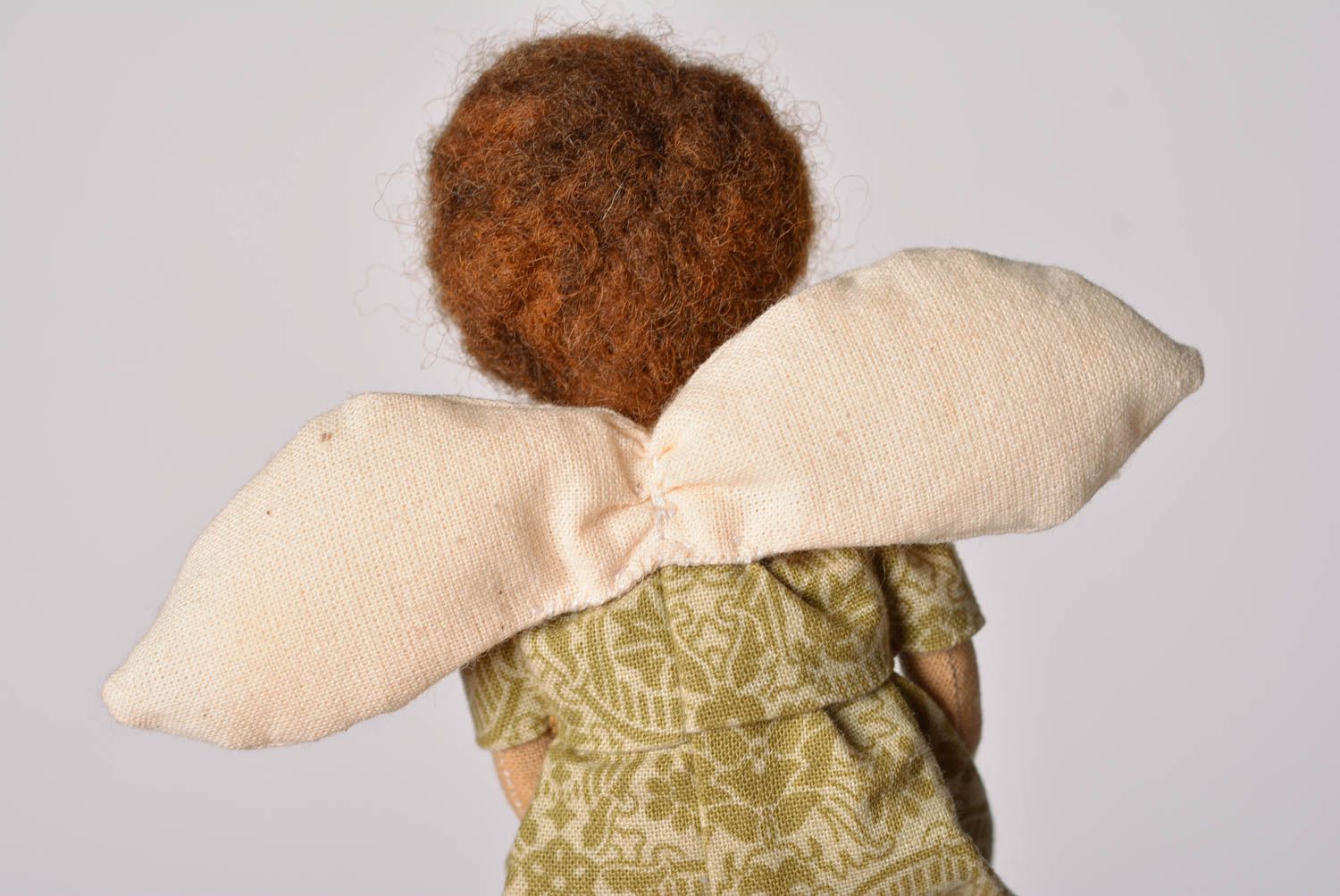 Handmade designer soft toy sewn of cotton and linen fabrics Flower Elf photo 3