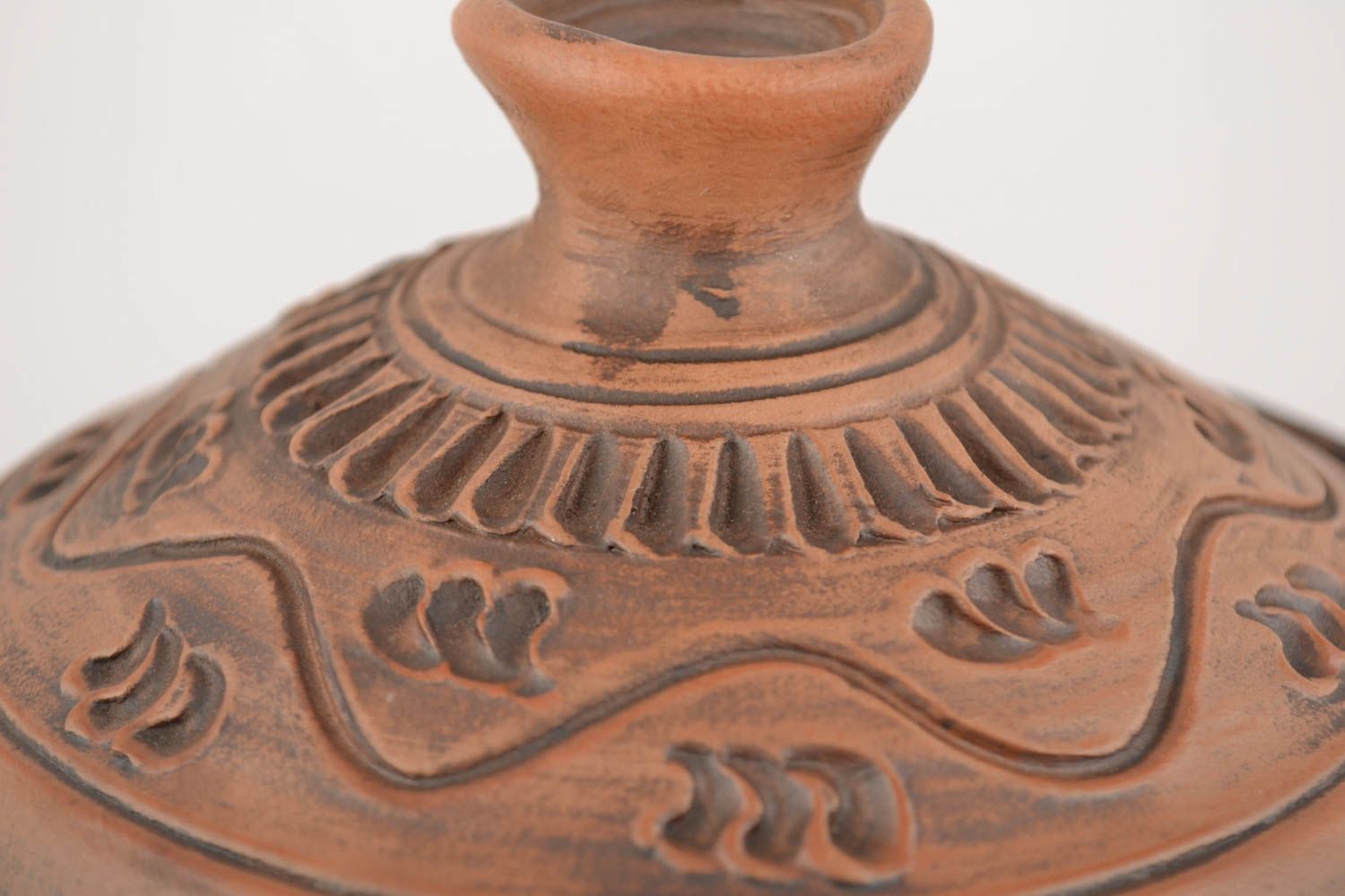 Beautiful large handmade ceramic pot molded of gray clay 3 l photo 2