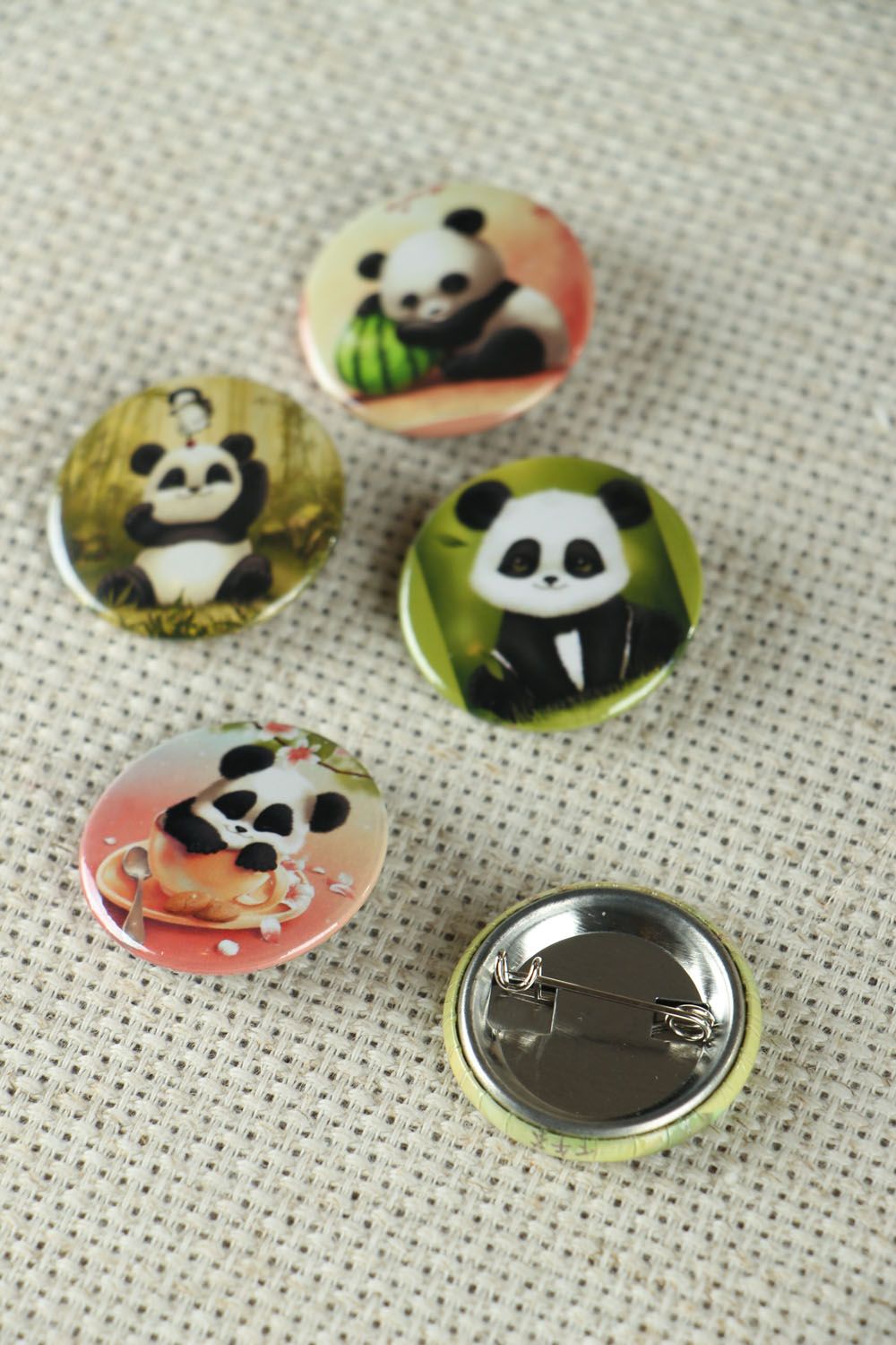 Set of metal badges Panda photo 3