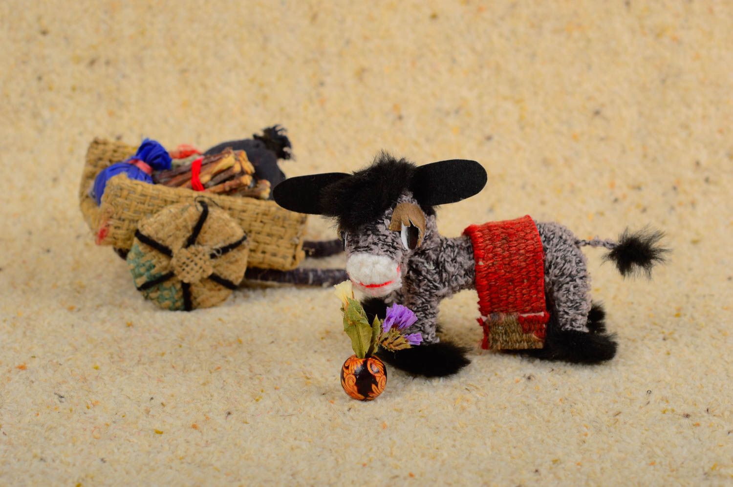 Handmade Deko kleines Spielzeug Miniatur Figur Kinder Geschenk Esel ungewöhnlich foto 1