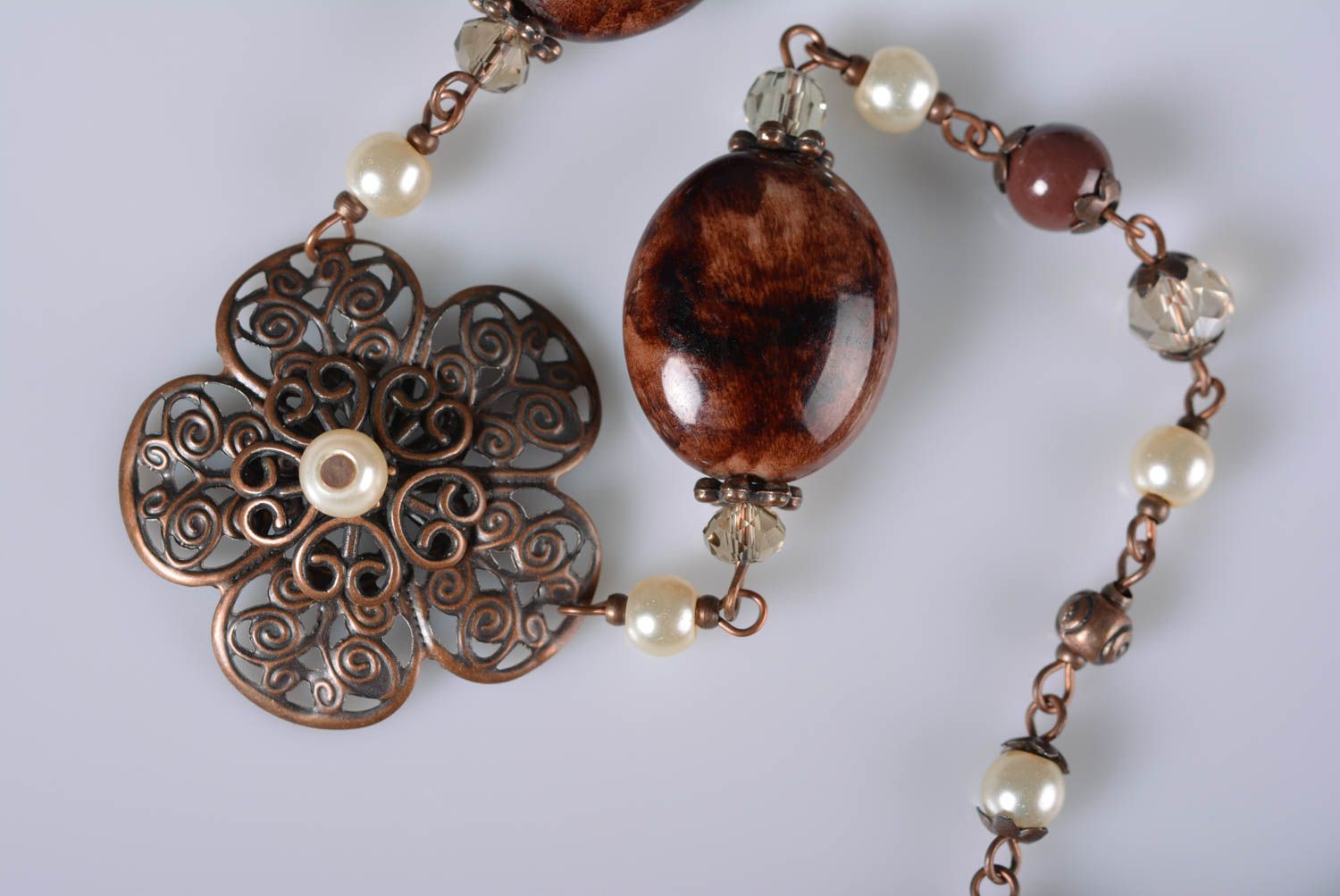 Handmade Damen Collier aus Glas Modeschmuck Halskette Accessoires für Frauen foto 2