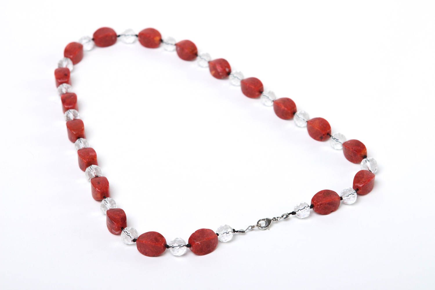 Handmade Perlen Schmuck Halskette Damen Geschenk für Frauen aus Korallen rot foto 4