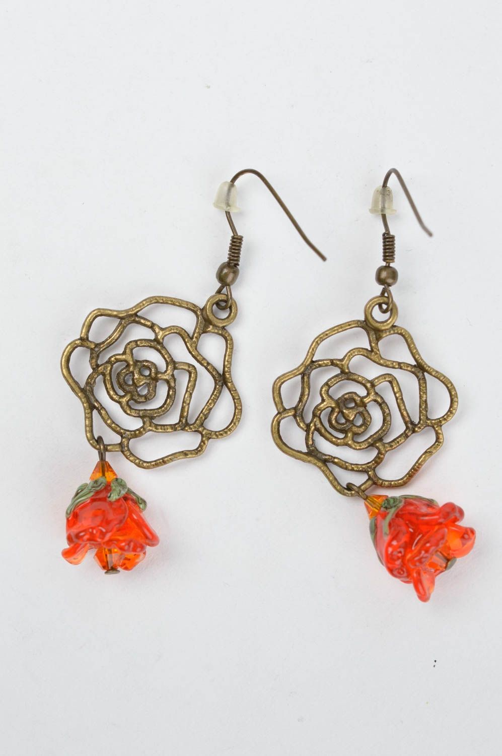 Handmade flower earrings stylish glass earrings accessories with charms photo 2