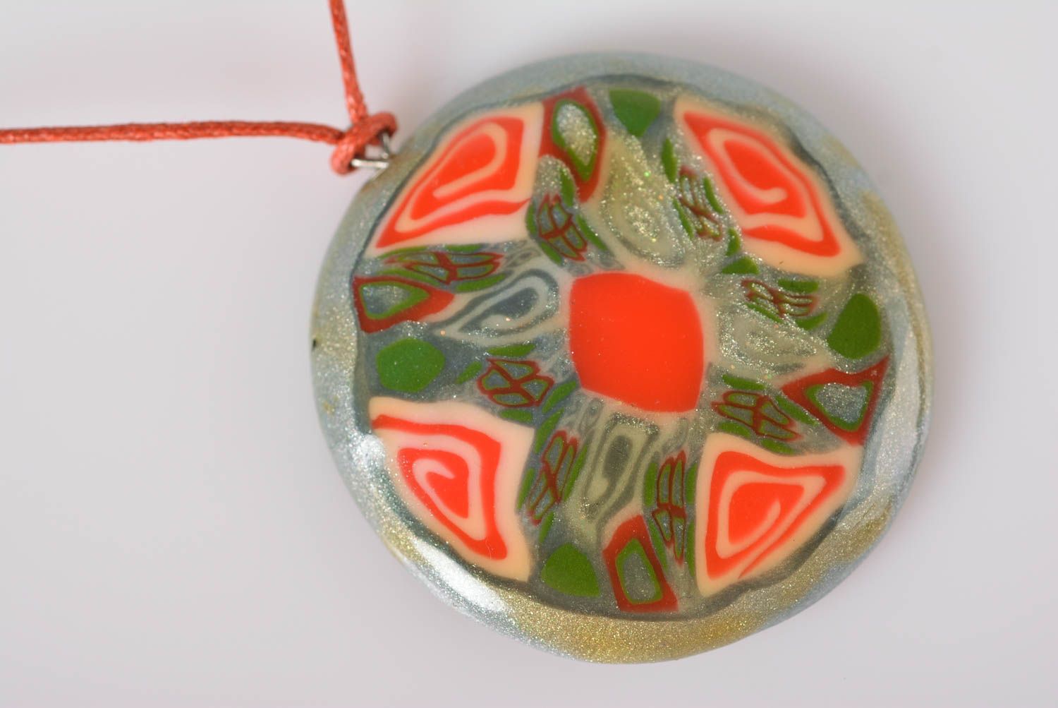 Designer necklace handcrafted jewelry pendant necklace polymer clay gift ideas photo 5