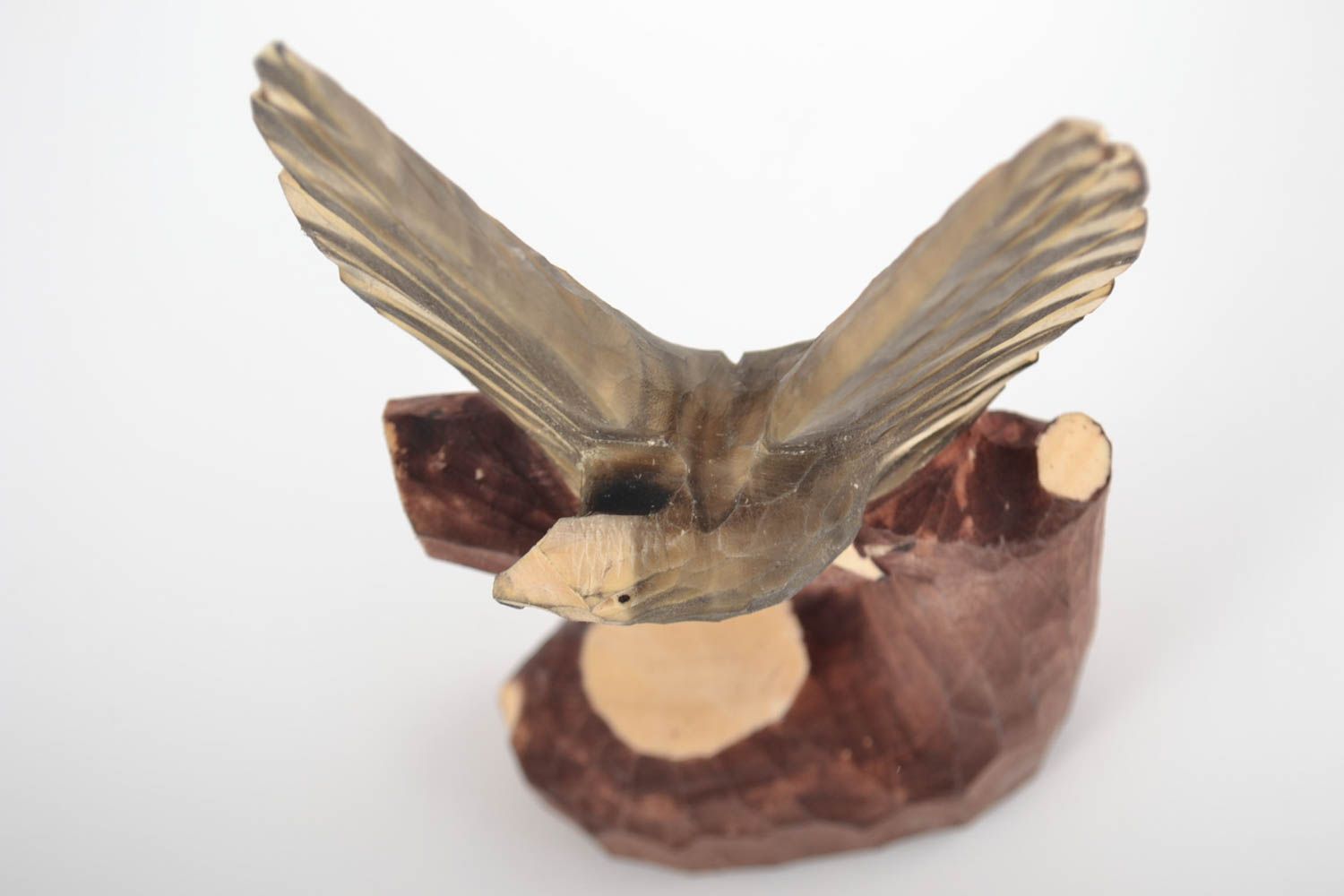 Holz Statuette Adler auf Ständer originell schön handgemacht geschnitzt foto 4