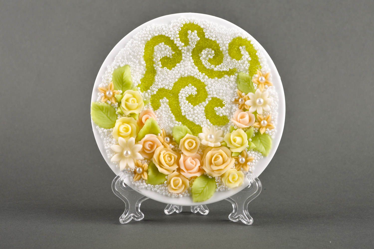 Свадебная тарелка хэнд мэйд посуда на свадьбу красивая посуда тарелка с цветами фото 1
