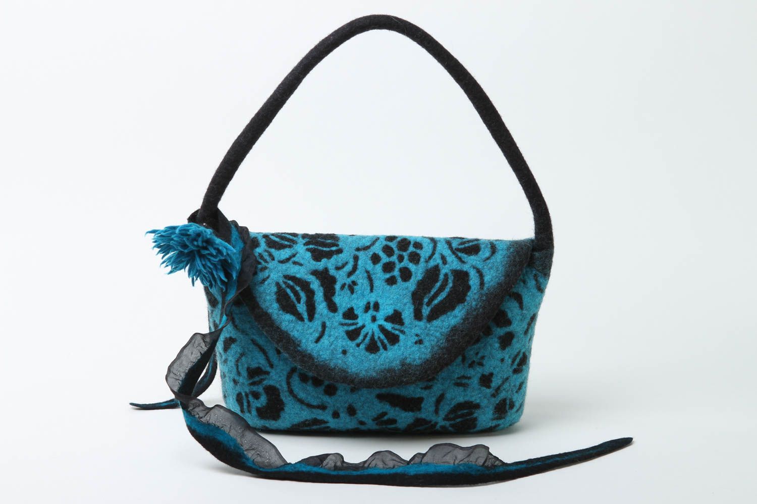 Unusual handmade felted wool bag handbag design shoulder bag fashion accessories photo 2
