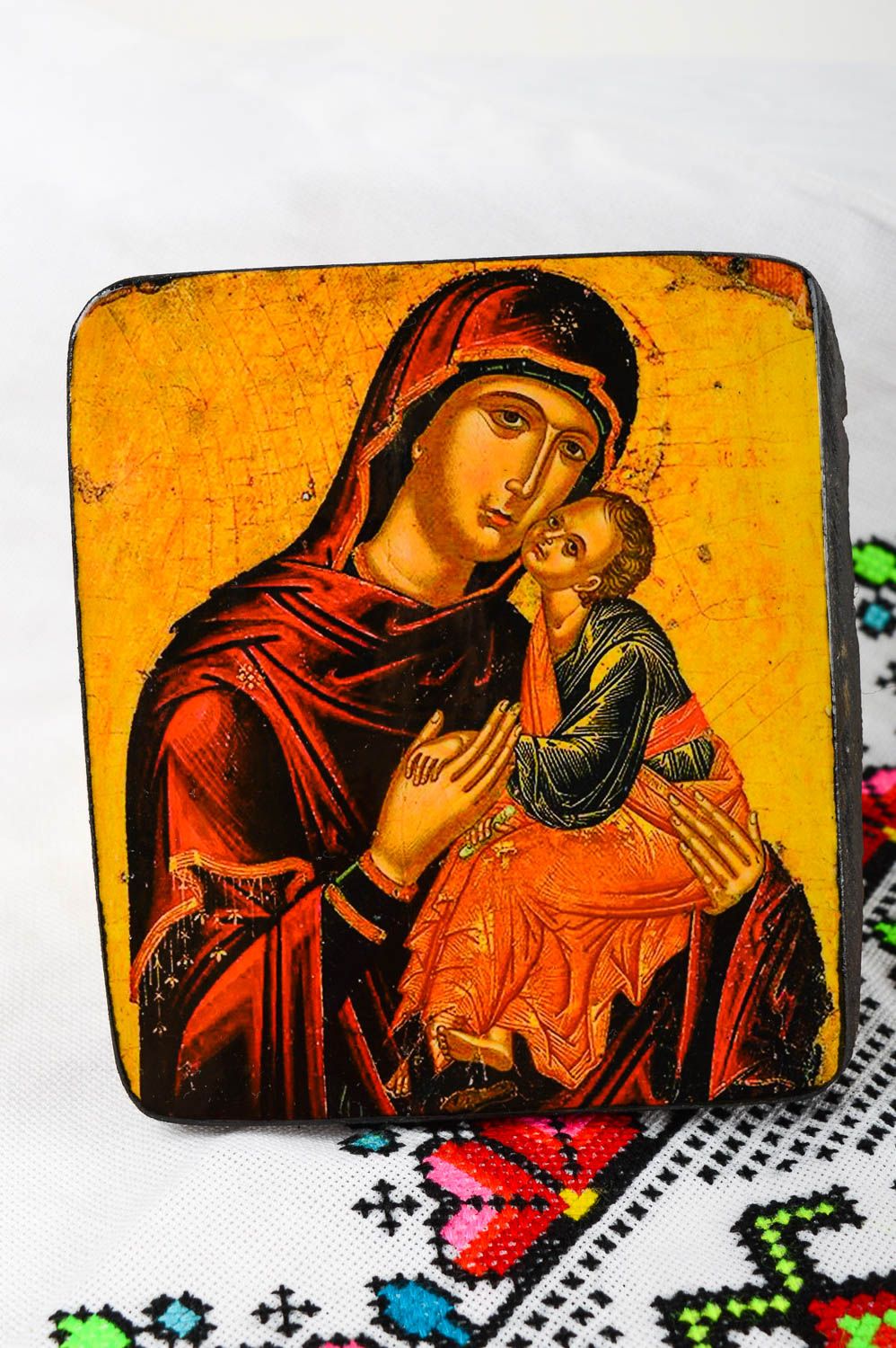 Maria Ikone handgemacht Holz Ikone religiöses Geschenk mit Bemalung foto 1